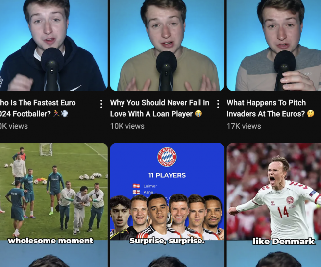 Selection of football videos for RyanMurphyFootball YouTube channel